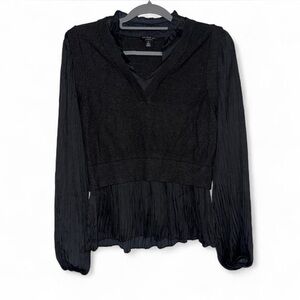 Current Air Black Smocked Peplum Blouse